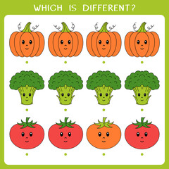 Simple logic game for kids. Find the odd one in the group