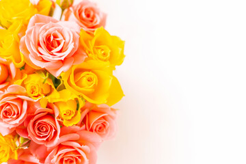 bouquet of vivid pink and yellow roses