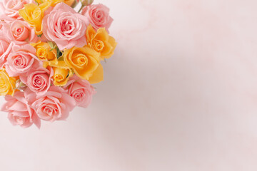 bouquet of pale pink and yellow roses