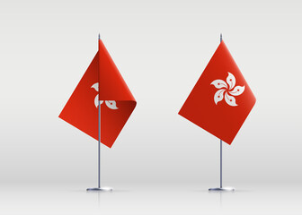 Hong Kong flag state symbol isolated on background national banner. Greeting National Independence Day Hong Kong special administrative region of China. Illustration banner realistic state flag HKSAR.