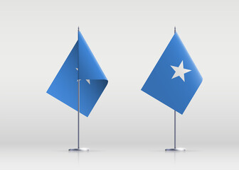 Somalia flag state symbol isolated on background national banner. Greeting card National Independence Day of the Federal Republic of Somalia. Illustration banner with realistic state flag.