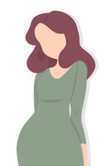 Portrait of a young beautiful lady with wavy hair wearing light dress and smiling posing isolated on white background