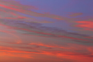 The sky and clouds just before sunset.