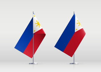 Philippines flag state symbol isolated on background national banner. Greeting card National Independence Day of the Republic of the Philippines. Illustration banner with realistic state flag.