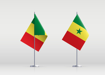 Senegal flag state symbol isolated on background national banner. Greeting card National Independence Day of the Republic of Senegal. Illustration banner with realistic state flag.