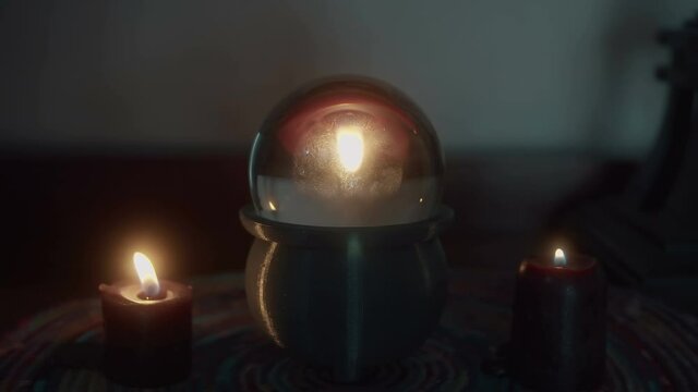 crystal ball with candles