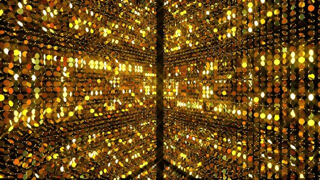 Gold backdrop from many glittering coins, computer generated. 3d rendering luxurious symmetry