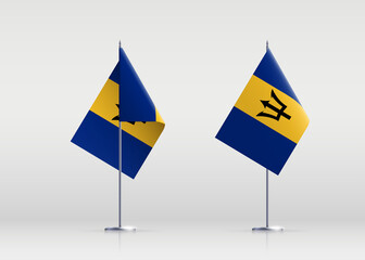 Barbados flag state symbol isolated on background national banner. Greeting card National Independence Day of the Republic of Barbados. Illustration banner with realistic state flag.
