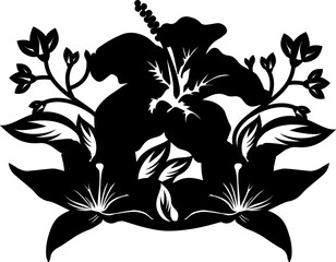 Lily flower vector. Black silhouette of flowers. Vector illustration.