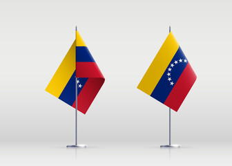 Venezuela flag state symbol isolated on background national banner. Greeting card National Independence Day of the Bolivarian Republic of Venezuela. Illustration banner with realistic state flag.