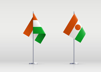 Niger flag state symbol isolated on background national banner. Greeting card National Independence Day of the Republic of the Niger. Illustration banner with realistic state flag.