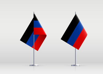 Donetsk People's Republic flag state symbol isolated on background national banner. Greeting card National Day of the Donetsk People's Republic. Illustration banner with realistic state flag of DPR.