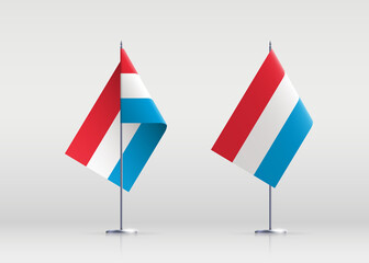 Luxembourg flag state symbol isolated on background national banner. Greeting card National Independence Day of the Grand Duchy of Luxembourg. Illustration banner with realistic state flag.