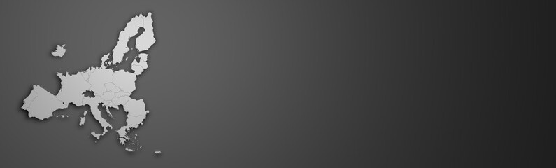 Map of the European Union on grey Background banner