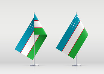 Uzbekistan flag state symbol isolated on background national banner. Greeting card National Independence Day of the Republic of Uzbekistan. Illustration banner with realistic state flag.