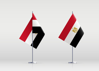 Egypt flag state symbol isolated on background national banner. Greeting card National Independence Day of the Arab Republic of Egypt. Illustration banner with realistic state flag.