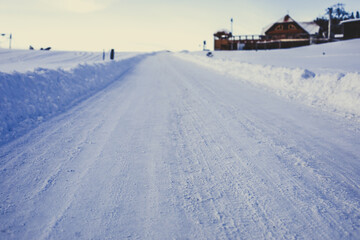 Fototapeta na wymiar Tracks in fresh snow.Winter image.High quality photo