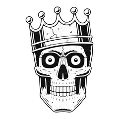 Skull with crown. Retro illustration in a vintage engraving style.