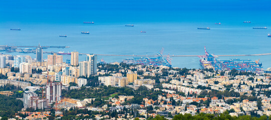 The Cityscape of Haifa At Day,  Haifa Downtown Aerial View, Israel