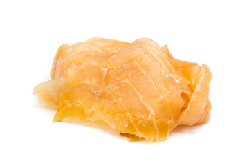 raw smoked salmon isolated on white background, cut out