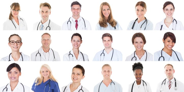 Happy Diverse Doctor People Group Set