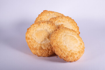Gluten free coconut macaroons cookies on a white background