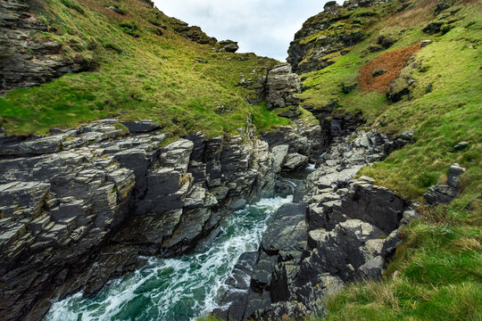 Dramatic Coastline In Rocky Valley, Cornwall