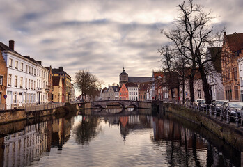 Soft winter light over Bruges canals 