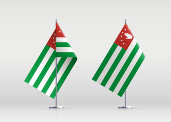 Abkhazia flag state symbol isolated on background national banner. Greeting card National Independence Day of the republic of Abkhazia. Illustration banner with realistic state flag.