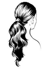 stylish woman with ponytail. fashion illustration