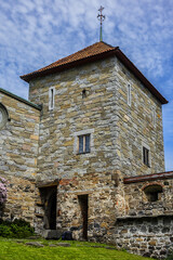 View of Medieval Akershus Castle (from 1299) and fortress in Oslo, Norway. Akershus Castle built to protect Oslo.