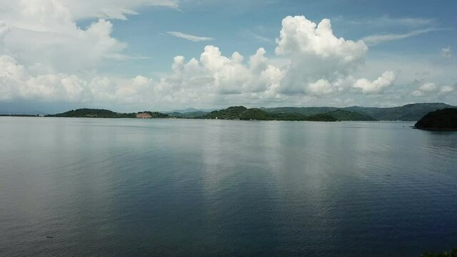 aerial seascape, tropical vacation and island hopping concept. Gilli air island and Lombok . Indonesia, south Gili islands. Gili Asahan island. A strip of sand on the beach and blue sea with corals