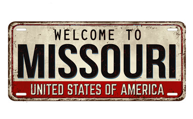 Fototapeta premium Welcome to Missouri vintage rusty metal plate
