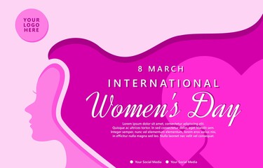 International Women's Day Social Media Banner Greeting Card Vector Template