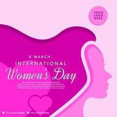 International Women's Day Social Media Post Greeting Card Vector Template