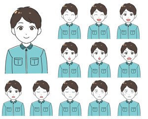 作業員　男性　表情バリエーション