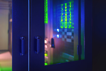 A cold aisle containment system in the datacenter.