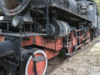 Fototapeta na wymiar Red and black vintage train.