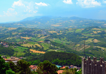 View from Guaita Fortress with a Fragment of City Wall in San Marino