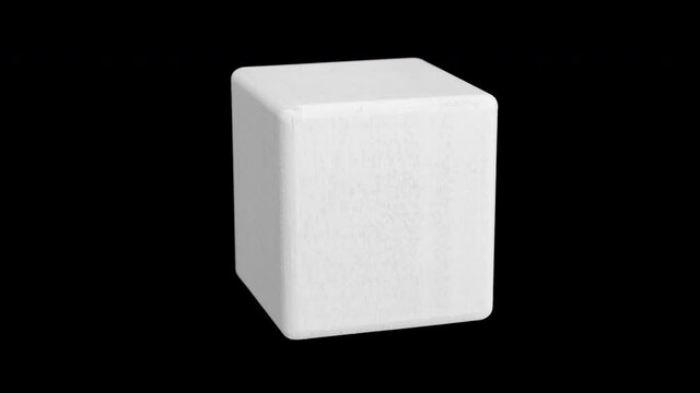 Wooden cube isolated. Looped rotation.