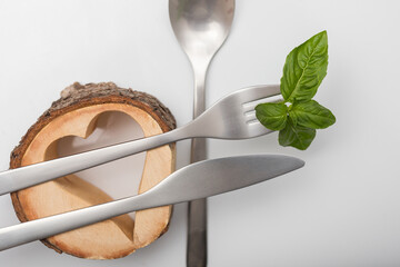 Minimal designed inox cutlery isolated on white background