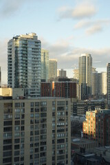 Fototapeta na wymiar Beautiful Sunset in Toronto with Cityscape View of High Rise Buildings
