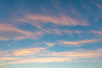 Sky with clouds captured during golden hour.