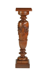 Pedestal column wood carved with clipping path.