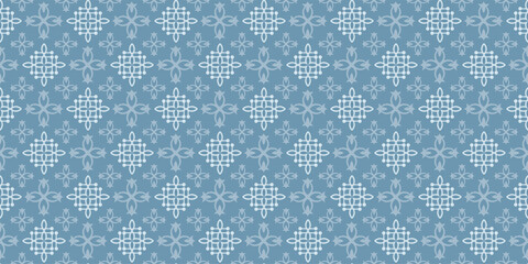 Decorative wallpaper in retro style. Blue shades of color. Seamless wallpaper texture