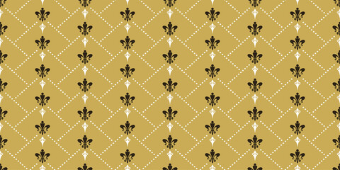 Stylish background pattern in retro style. Decorative elements on a gold background. Seamless wallpaper texture