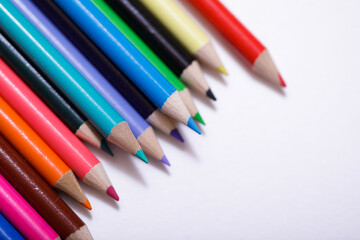 pencils on white background