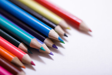 pencils on white background