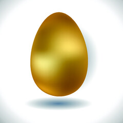 Metallic golden Easter egg with shadows isolated on white background. Easter-egg hunt design. Vector illustration