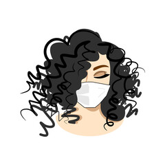 face of a beautiful girl in a medical mask. female face in a protective mask.